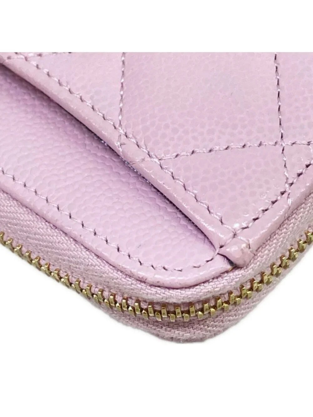 Chanel Coin Case Quilted Light Purple Zip Around Gold